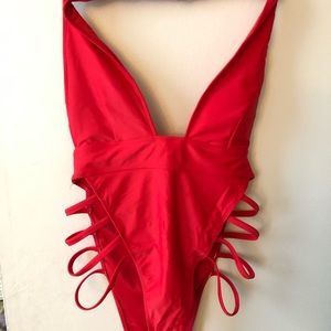 Red sexy one piece swimsuit